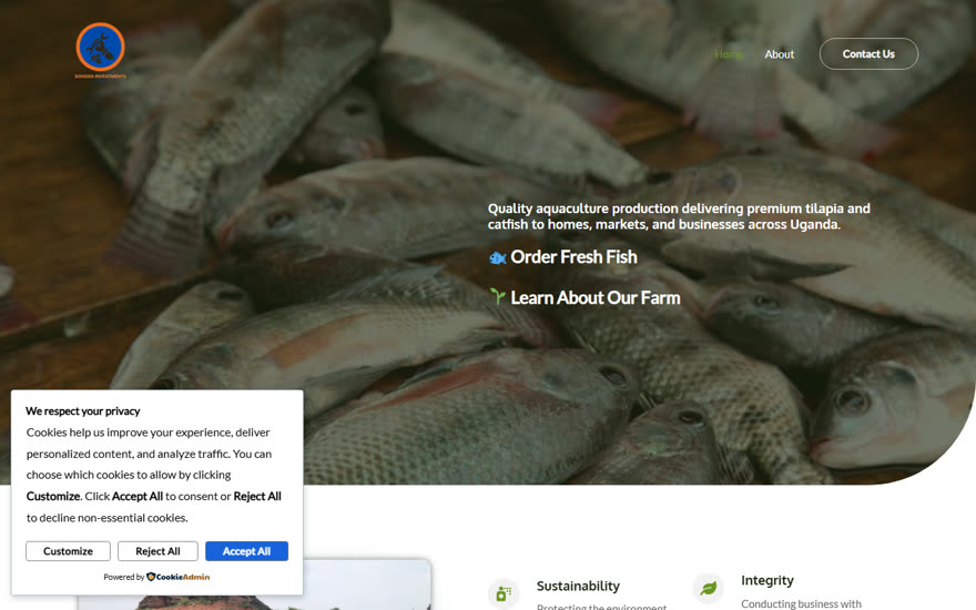 Screenshot of the Bokswa Investment fish farming website
