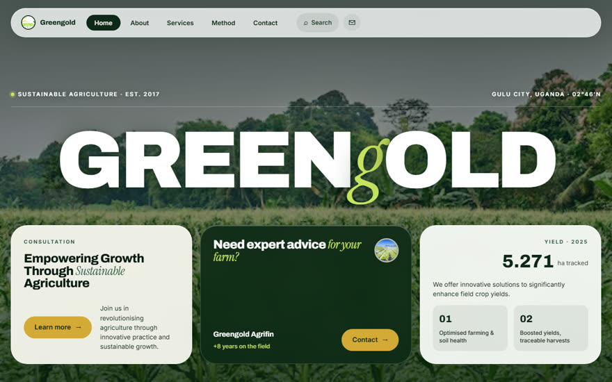 Screenshot of the Greengold Agrifin website