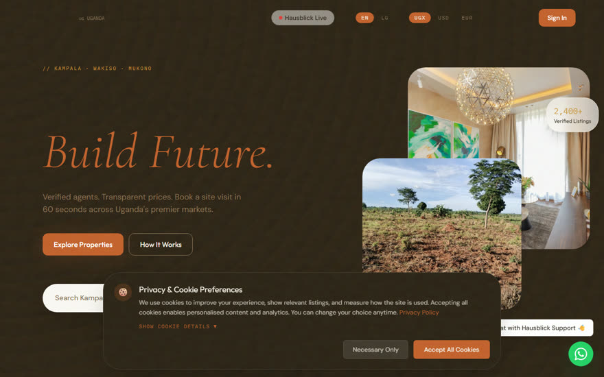 Screenshot of the Hausblick Realty real estate platform