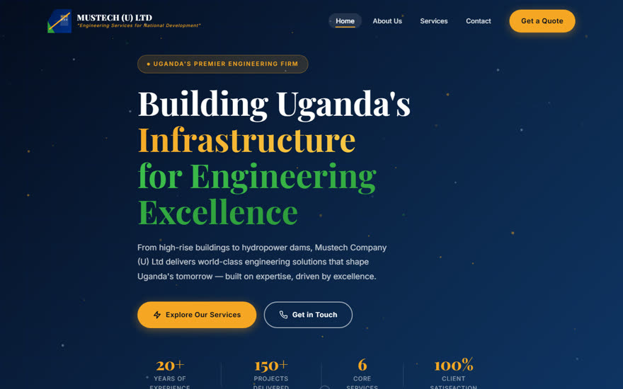 Screenshot of the Mustech Company website