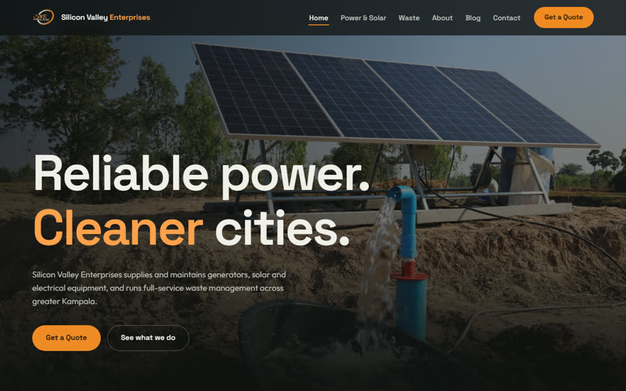 Screenshot of the Silicon Valley Enterprises website