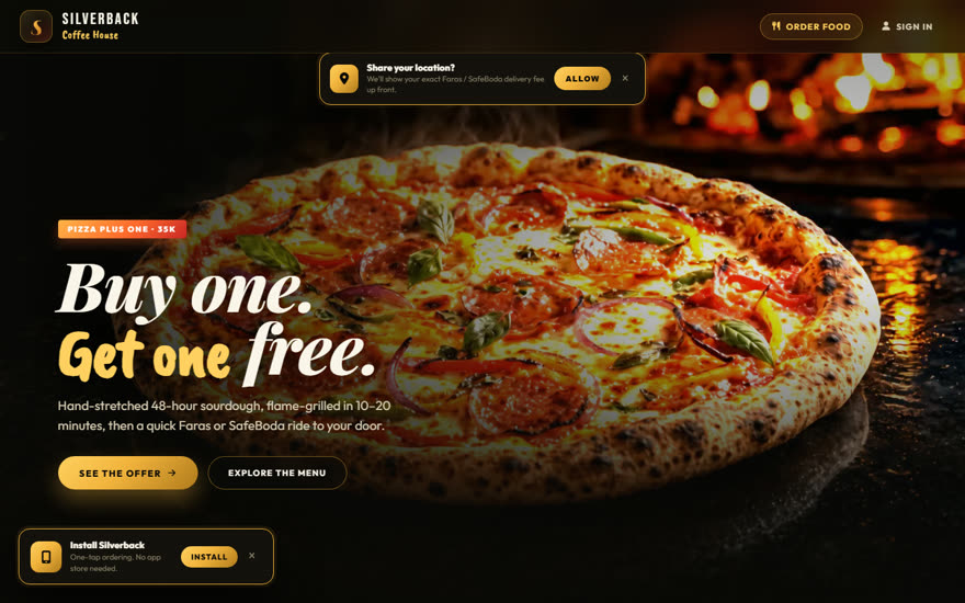 Silverback Coffee House ordering site