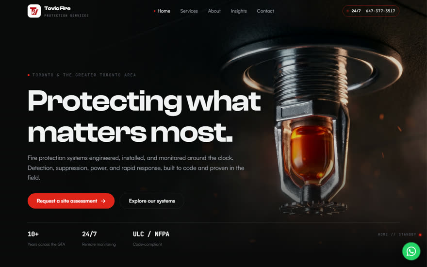 Tovic Fire website screenshot